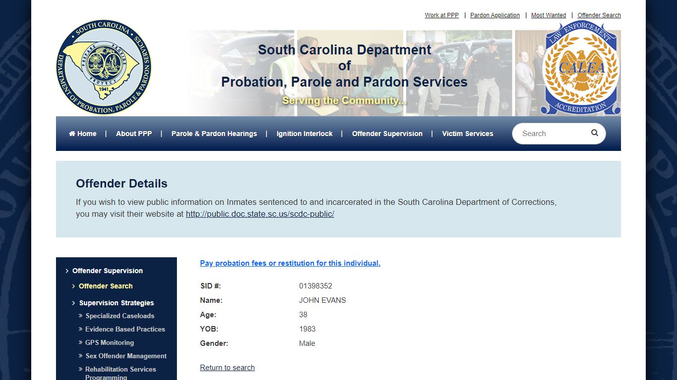 Offender Search | SCDPPPS - SCDPPPS - South Carolina Department of ...